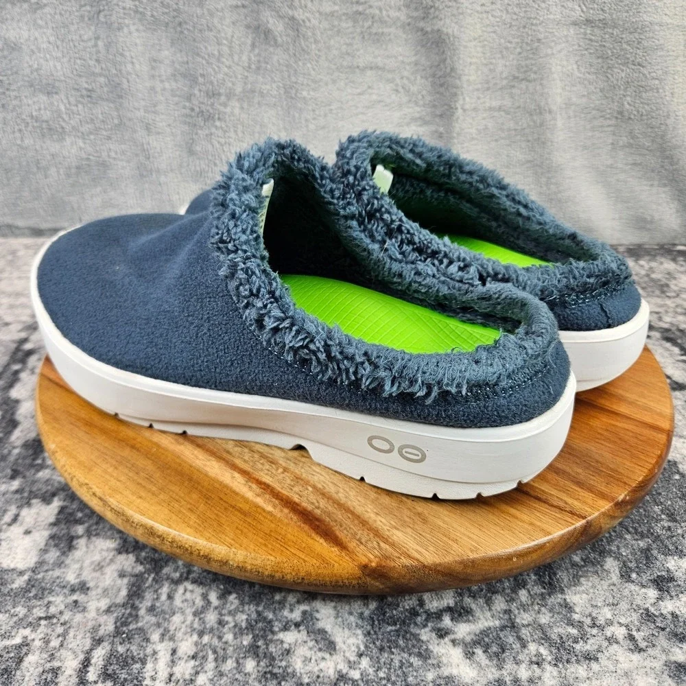 OOFOS OOcoozie Mule Mens Size 10 Blue White Casual Classic Sip On Recovery Shoes
